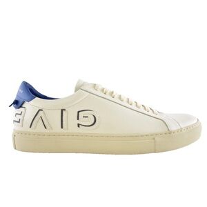 Givenchy Men Urban Street White Leather Blue Logo Knot Low Top Sneaker 43.5 10.5